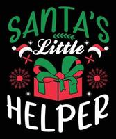 Santa's Little Helper Typography T-Shirt Design vector