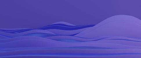 Purple abstract wave lines. Curved blue tsunami paper cut photo