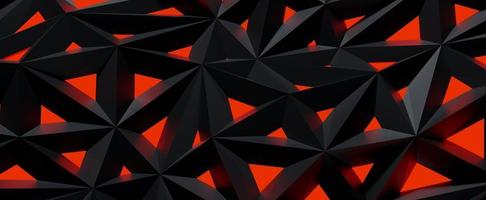 entramado de cristal oscuro con fondo rojo brillante. estructura de grafito poligonal negro con iluminación triangular geométrica de renderizado 3d. nanodiseño futurista de uniones estrechas foto
