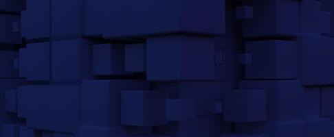 cubos de color azul oscuro en el fondo de la estructura abstracta. cuadrados volumétricos geométricos en 3d render arquitectura digital. elementos de transferencia de datos futuristas y elementos de clúster. foto