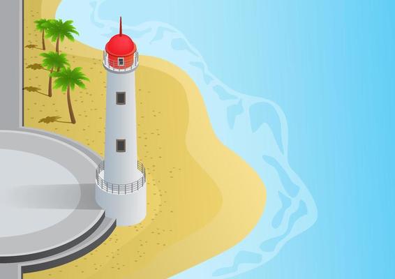 isometric lighthouse at coast