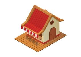 isometric asian cafe house vector