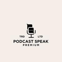 diseño de logotipo de chat de burbuja de podcast simple vector