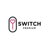 power switch logo with love heart icon design vector