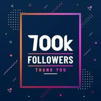 Thank you 700K followers, 700000 followers celebration modern colorful design. vector