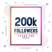 Thank you 200K followers, 200000 followers celebration modern colorful design. vector