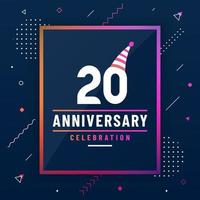 20 years anniversary greetings card, 20 anniversary celebration background free vector. vector
