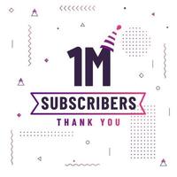 Thank you 1M subscribers, 1000000 subscribers celebration modern colorful design. vector