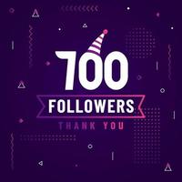 Thank you 700 followers celebration modern colorful design. vector