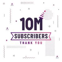 Thank you 10M subscribers, 10000000 subscribers celebration modern colorful design. vector