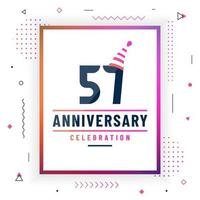 57 years anniversary greetings card, 57 anniversary celebration background free vector. vector