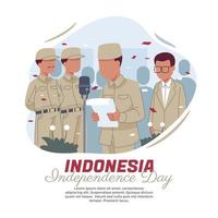 ilustración de leer el texto de la proclamación de la independencia de indonesia vector