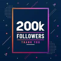 Thank you 200K followers, 200000 followers celebration modern colorful design. vector