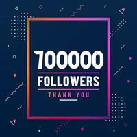 Thank you 700000 followers, 700K followers celebration modern colorful design. vector