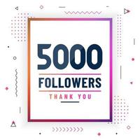 Thank you 5000 followers, 5K followers celebration modern colorful design. vector