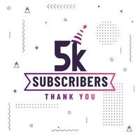 Thank you 5K subscribers, 5000 subscribers celebration modern colorful design. vector