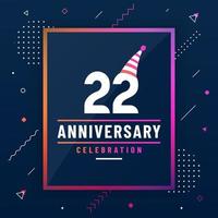 22 years anniversary greetings card, 22 anniversary celebration background free vector. vector