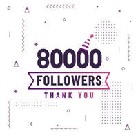 Thank you 80000 followers, 80K followers celebration modern colorful design. vector