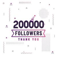 gracias 200000 seguidores, celebración de 200k seguidores diseño colorido moderno. vector