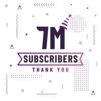 Thank you 7M subscribers, 7000000 subscribers celebration modern colorful design. vector