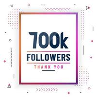 Thank you 700K followers, 700000 followers celebration modern colorful design. vector