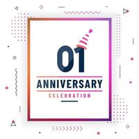 1 years anniversary greetings card, 1 anniversary celebration background free vector. vector