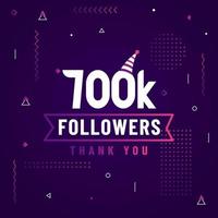 Thank you 700K followers, 700000 followers celebration modern colorful design. vector