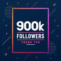 Thank you 900K followers, 900000 followers celebration modern colorful design. vector