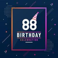 88 years birthday greetings card, 88 birthday celebration background colorful free vector. vector