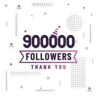 Thank you 900000 followers, 900K followers celebration modern colorful design. vector