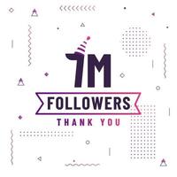 Thank you 7M followers, 7000000 followers celebration modern colorful design. vector