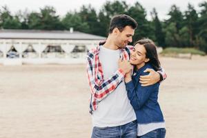 Couple in love embrace each other photo