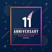 11 years anniversary greetings card, 11 anniversary celebration background free vector. vector