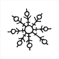 vector illustration in doodle style. cute simple snowflake. snowflake in Scandinavian style, line drawing isolated on white background. clipart