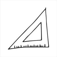 Vector drawing in doodle style. square ruler. construction tool, hand work