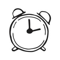 stock illustration vector drawing alarm clock isolated on white background. clock drawn in doodle style icon stylized image. concept good morning, daily routine