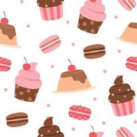 Macaron and Cupcakes Seamless Pattern vector