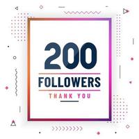 Thank you 200 followers celebration modern colorful design. vector