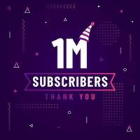 Thank you 1M subscribers, 1000000 subscribers celebration modern colorful design. vector