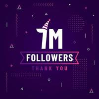 Thank you 7M followers, 7000000 followers celebration modern colorful design. vector