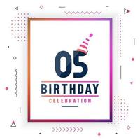 5 years birthday greetings card, 5 birthday celebration background colorful free vector. vector