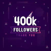 Thank you 400K followers, 400000 followers celebration modern colorful design. vector