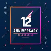 12 years anniversary greetings card, 12 anniversary celebration background free vector. vector