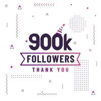 Thank you 900K followers, 900000 followers celebration modern colorful design. vector