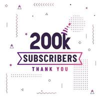 Thank you 200K subscribers, 200000 subscribers celebration modern colorful design. vector