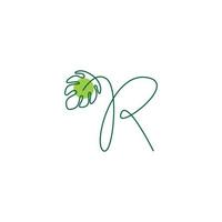 ilustración de diseño de icono de letra formando planta monstera vector