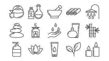 Beauty And Spa Line Icon Set vector