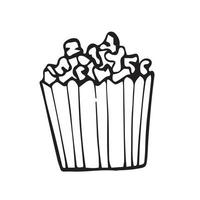 estilo de dibujo de ilustración vectorial aislado sobre fondo blanco palomitas de maíz. dibujo simple del icono de palomitas de cine vector