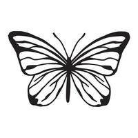 ilustración vectorial en blanco y negro. mariposa pieris brassicae. silueta de una mariposa, gráficos. símbolo místico, esoterismo. aislado sobre fondo blanco vector