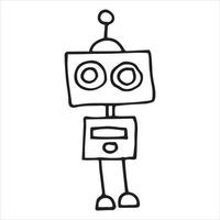 simple vector drawing in doodle style. robot. cute robot hand drawn with lines. funny illustration for kids